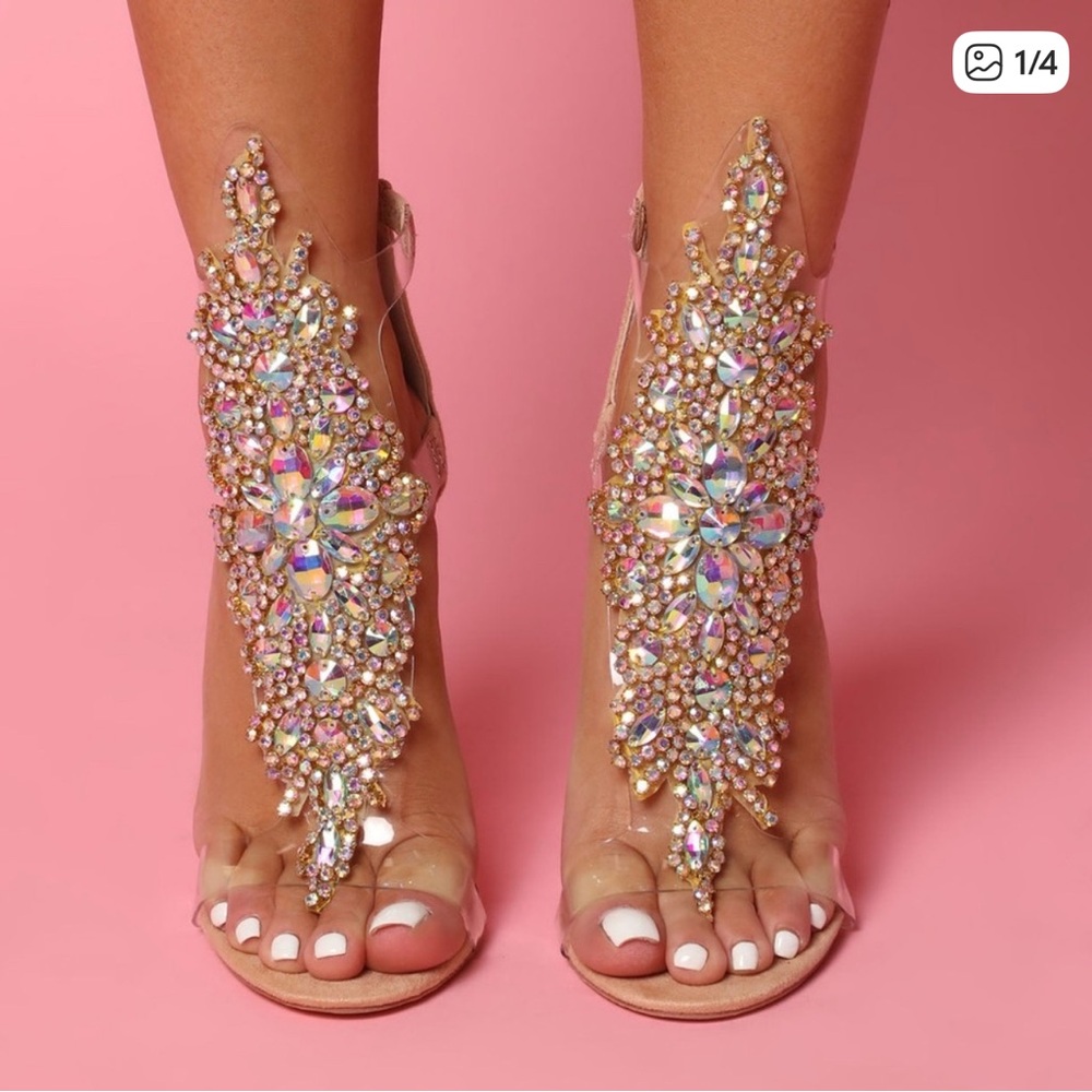 Fashion Nova Iridescent Embellished Heels